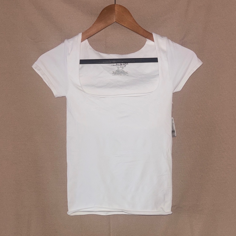 Free People White Short Sleeve Top